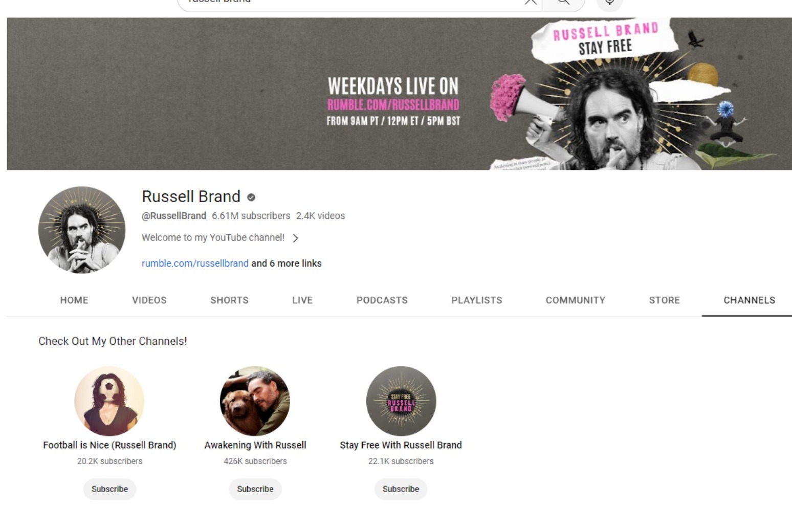 Monetisation of Russell Brand’s YouTube channel suspended