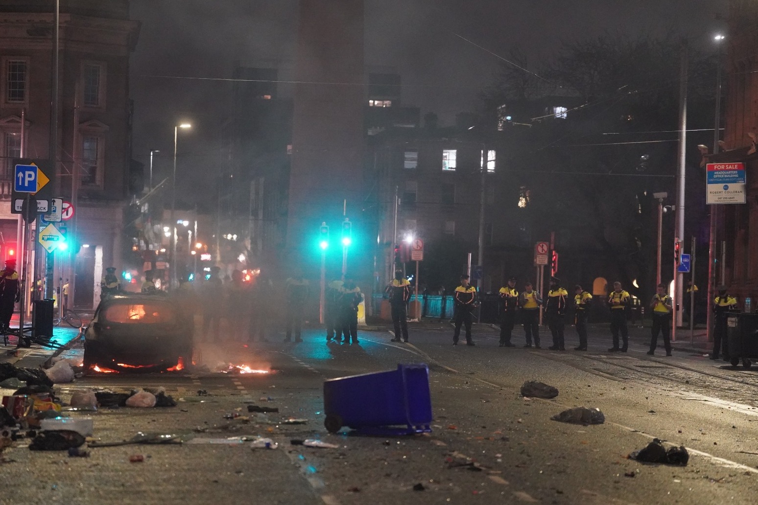 Buses and trams burned in Dublin riots after children injured in knife attack