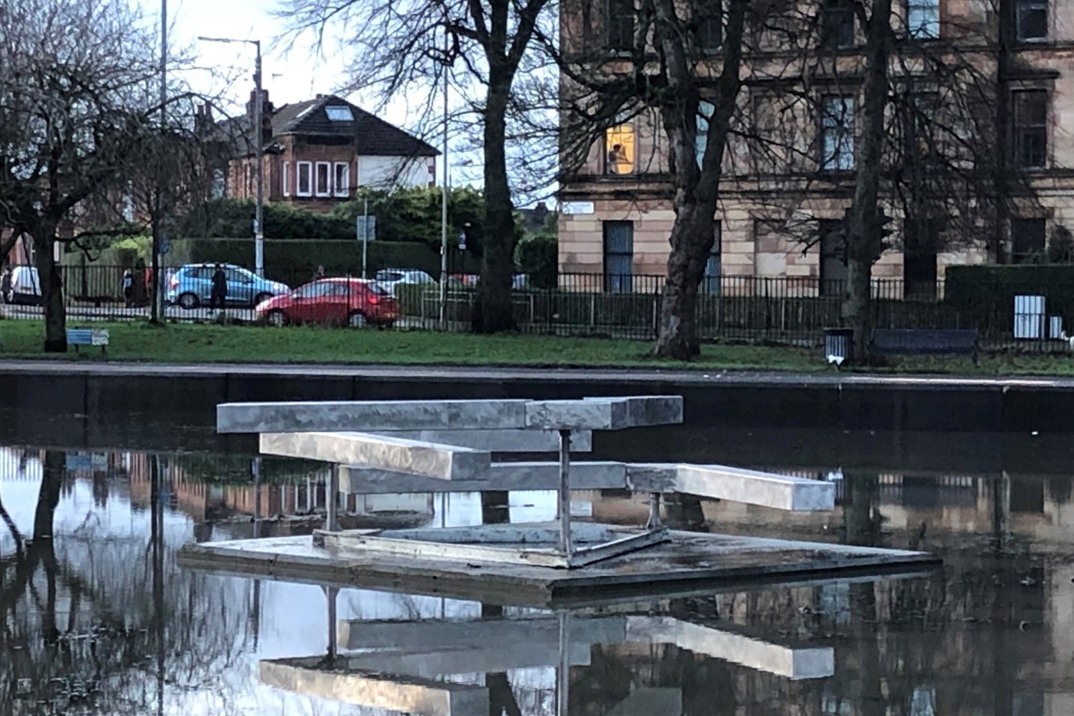 Sculpture ‘lost’ for 26 years installed in pond