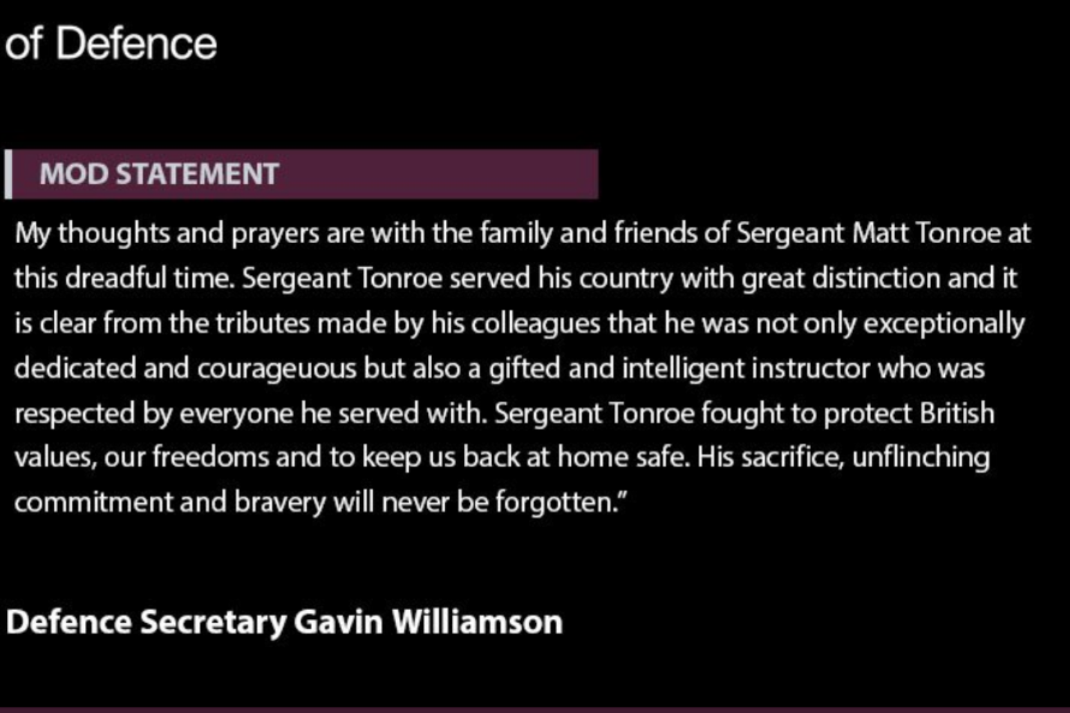 British Soldier killed in Syria named by the MoD
